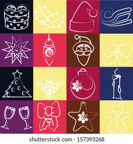 set of christmas icons vector