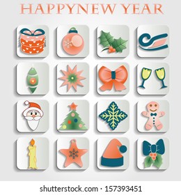 set of christmas icons vector