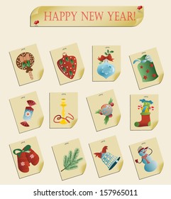 set of christmas icons vector