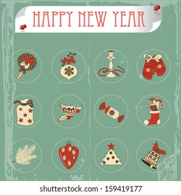 set of christmas icons vector