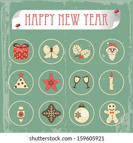 set of christmas icons vector