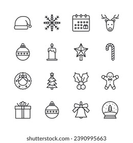 set of christmas icons vector
