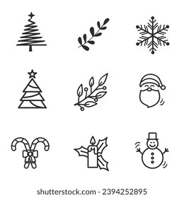 set of christmas icons vector