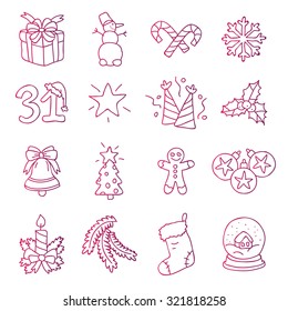 Set of Christmas icons. Vector.