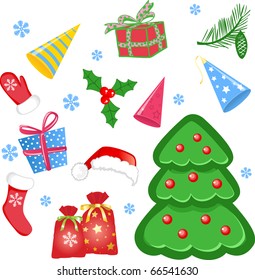 set of christmas icons. vector art work