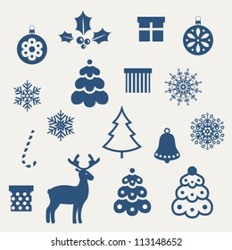 Set of Christmas icons. Vector illustration.