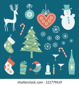 Set of Christmas icons. Vector illustration.