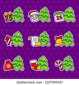 Set of Christmas icons. Vector illustration