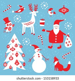 Set of Christmas icons. Vector illustration. 