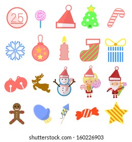 Set of Christmas icons. Vector illustration. 
