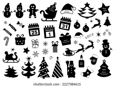 Set of Christmas icons. Vector illustration.