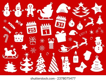 Set of Christmas icons. Vector illustration.