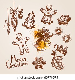 Set of Christmas icons. Vector illustration.