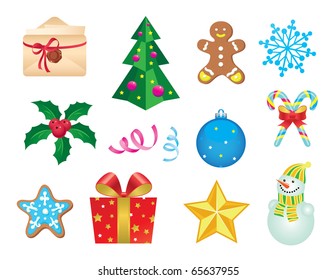Set of Christmas icons, vector illustration