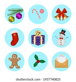 Set von Weihnachtssymbolen. Vektorgrafiken.