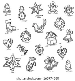 Set Christmas icons. Vector illustration.Vector background