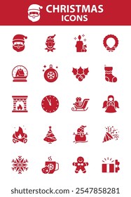 set of christmas icons, winter holiday