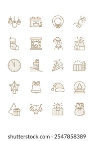 set of christmas icons, winter holiday