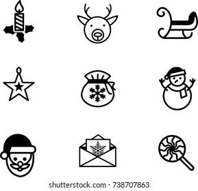 Set of Christmas icons, winter icon with thin line style -Vector Iconic Design