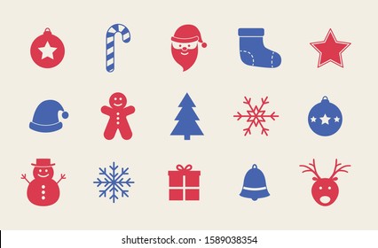 Set of Christmas icons. Xmas elements. Vector