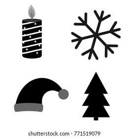 Set Christmas icons, Xmas symbols, flat design template, vector illustration