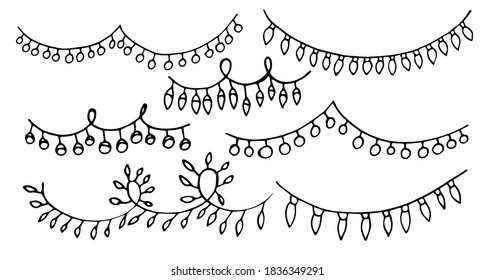 black and white christmas lights clipart