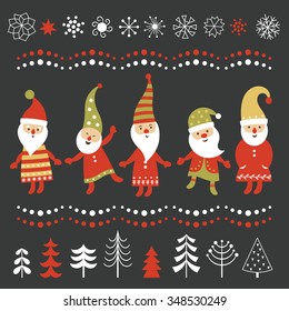 Set of Christmas illustrations and graphic elements