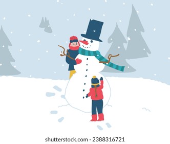 Set of Christmas illustrations scenes