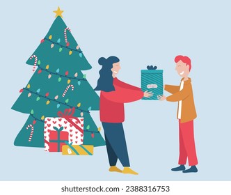 Set of Christmas illustrations scenes