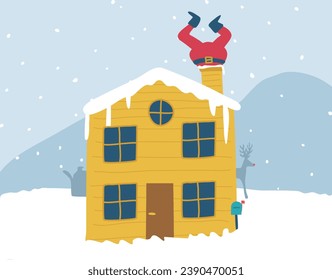 Set of Christmas illustrations scenes