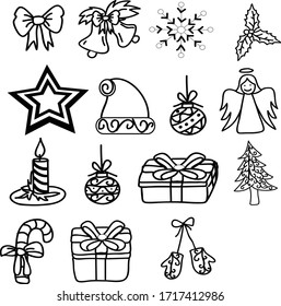 Eine Reihe von Weihnachtsillustrationen, geeignet für jeden christlichen religiösen Doodle-Inhalt
