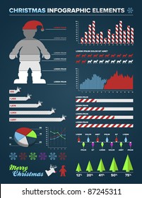 Set of christmas infographic charts, icons, and design elements