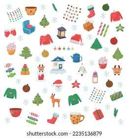 Set of Christmas item elements 