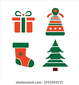 Set of the Christmas item icon vector silhouette.