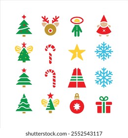 Set of the Christmas item icon vector silhouette.
