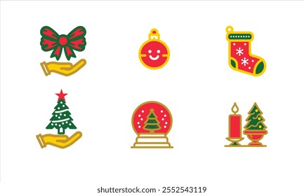 Set of the Christmas item icon vector silhouette.