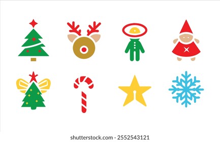 Set of the Christmas item icon vector silhouette.