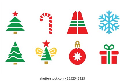 Set of the Christmas item icon vector silhouette.