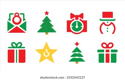 Set of the Christmas item icon vector silhouette.