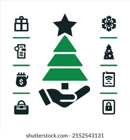 Set of the Christmas item icon vector silhouette.