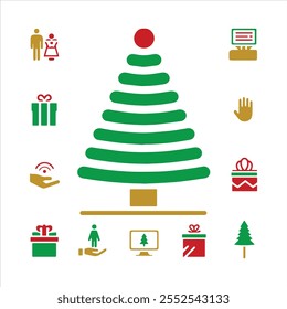 Set of the Christmas item icon vector silhouette.