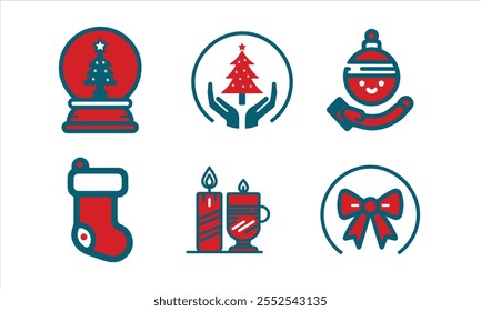 Conjunto da silhueta de vetor do ícone do item de Natal.