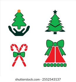 Set of the Christmas item icon vector silhouette.