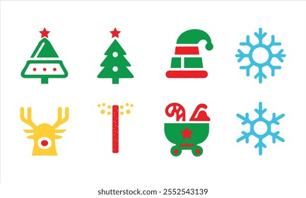 Set of the Christmas item icon vector silhouette.