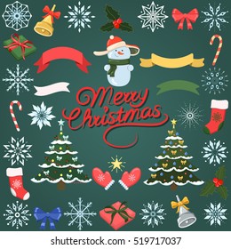 set of Christmas items / New year items / Snowflakes