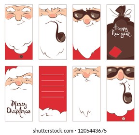 Set Christmas label / Collection vector illustrations of Santa Claus
