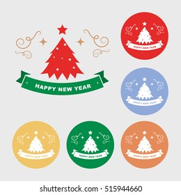 Set of Christmas Labels and Badges Vector Design Elements Set. Merry Christmas and Holidays Wishes Retro Typography Greeting Cards, Posters and Flyers, Vector Illustration