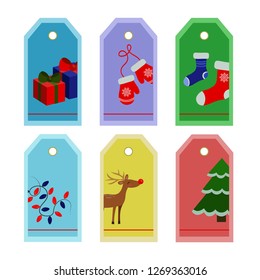 Set of christmas labels and decoration vectors