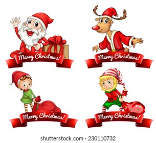 Set of Christmas labels on white