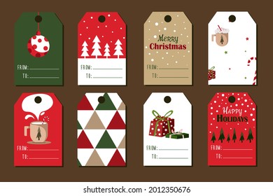 Set of Christmas labels. Suitable for decorating winter holidays and gifts, shops and discounts.